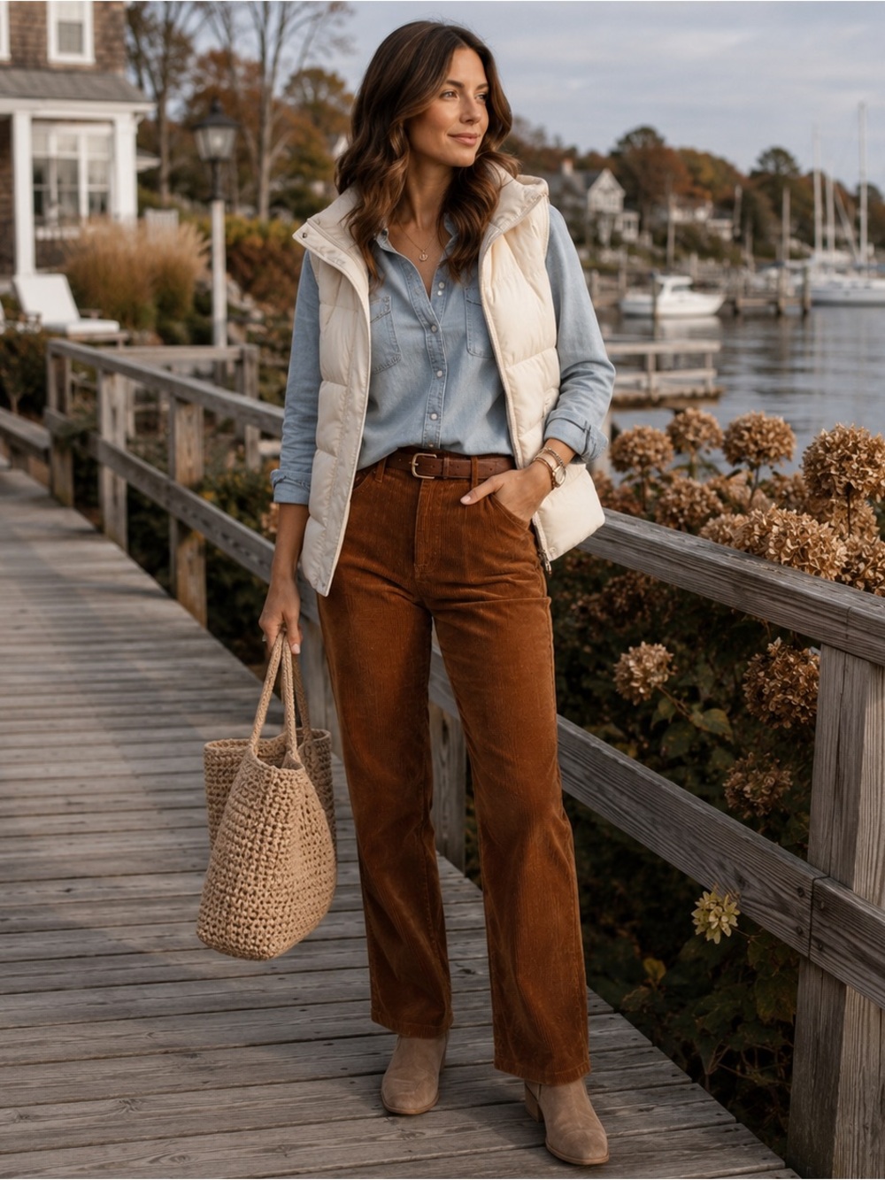 NWT. Vintage Straight Leg Velvet Corduroy Trousers | Fall Brown High Rise Pants
